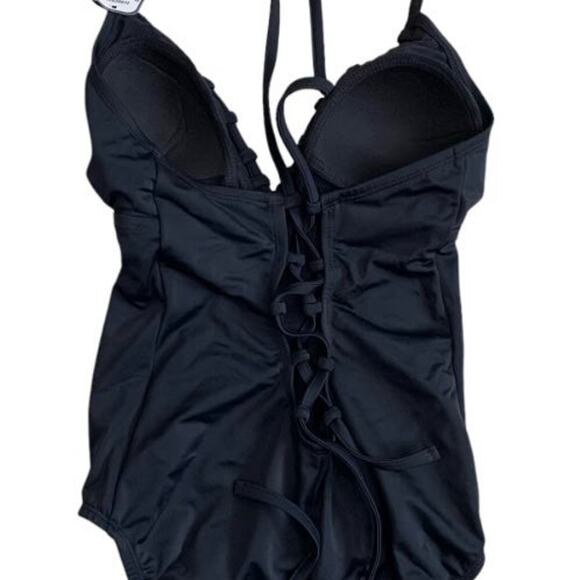 Women's Sz 4-6 One Piece Tankini Swimsuit Padded Lace Back Slimming Control NEW - Picture 4 of 11